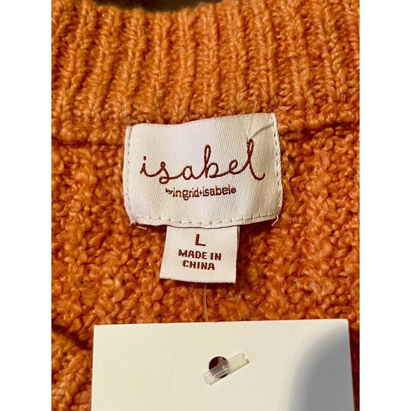 NWT Isabel Maternity Peach Cable Sweater Large - Picture 7 of 9